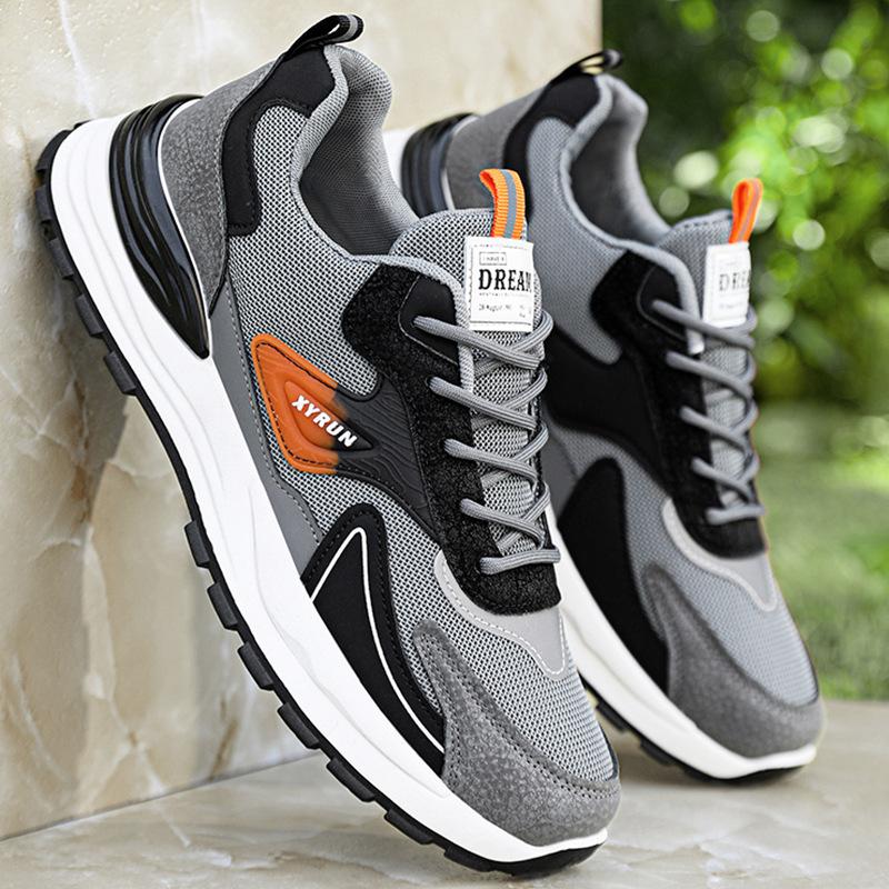 Men's shoes spring and summer sports shoes men's 2026 new leather waterproof and non-slip black casual shoes men's running dad shoes