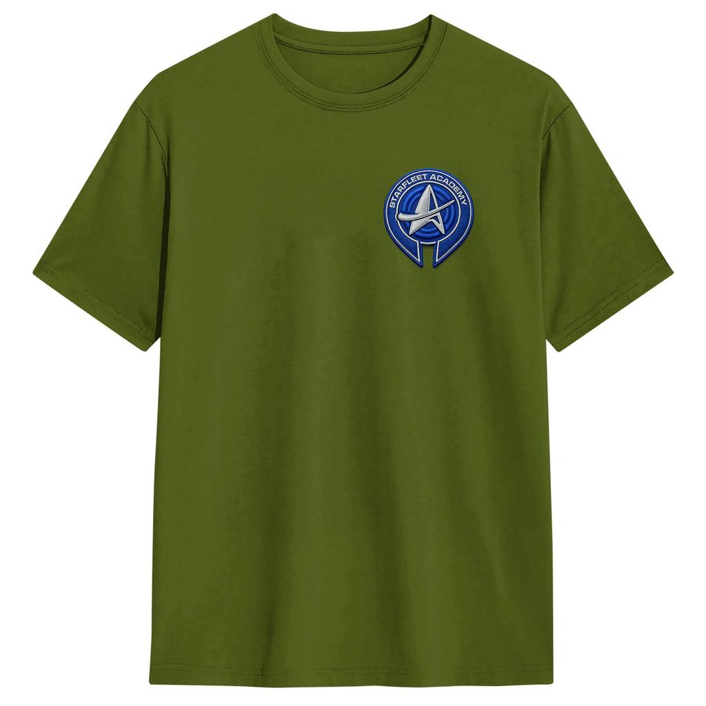 Men Stars Treks Starfleet Academy Badge T Shirt 100 Cotton Tops Casual Short Sleeve Round Collar Tee Shirt Printing TShirts