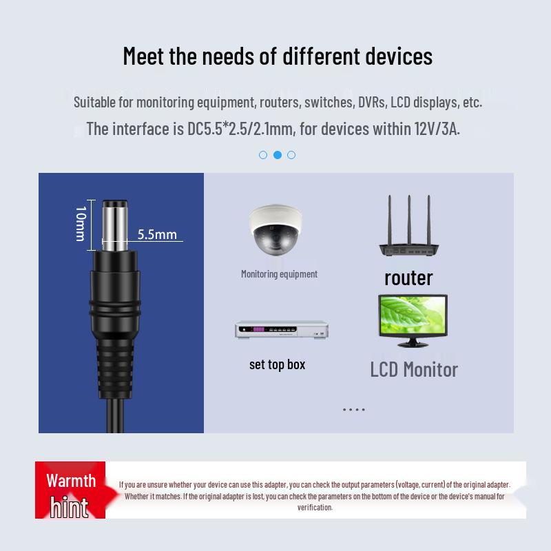 12V 4A 3C Certified Power Adapter for Monitor, Projector, LED Strip, Camera, and Surveillance