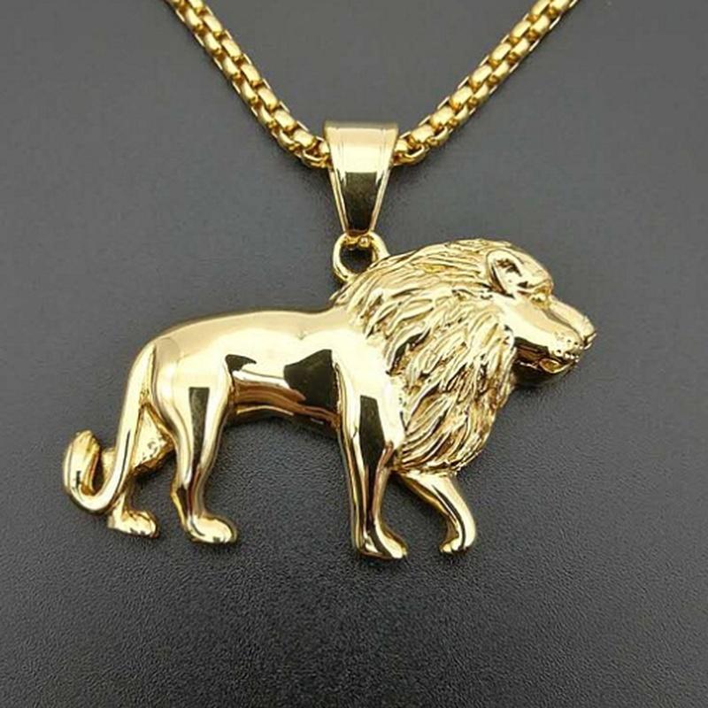 My Fine Jewelry Women's Domineering Cool Trendy Animal Lion Pendant Men's Necklace Party Hip Hop Rock Motorcycle Gift