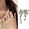 Finger Adjustable Bowknot Geometric Ring Silver Color Sterling Silver Rings  Birthday Gift