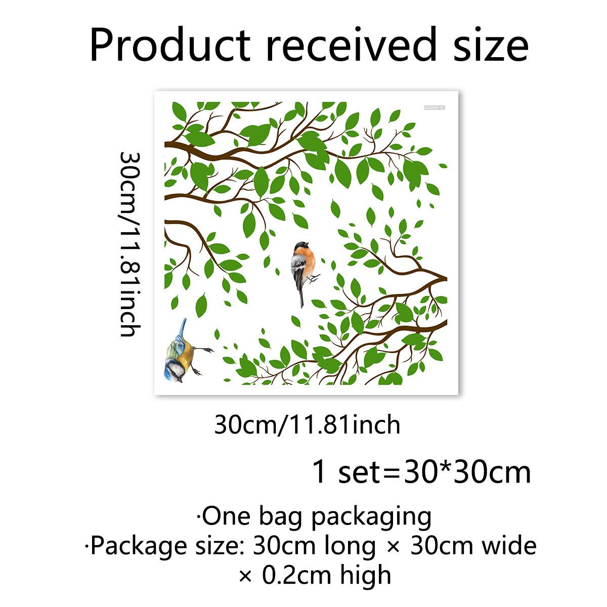 

Простая маленькая статическая наклейка на окно в виде свежего зеленого листа и птицы, декоративная двухсторонняя визуальная наклейка на стену