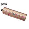 Talos Floral Canvas Pencil Case, Vintage Polka Dot Pen Pouch, Large Capacity Stationery Bag for Students, Office School Supplies