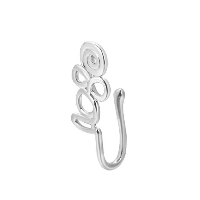 1Pc Copper Fake Piercing Nose Ring Heart Star Crown Clip On Nose Ear Clip Cuff Earring for Women Girl Gift Body Jewelry Nariz