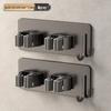 Stainless Steel No-Punch Wall Mount Mop & Broom Holder Clip