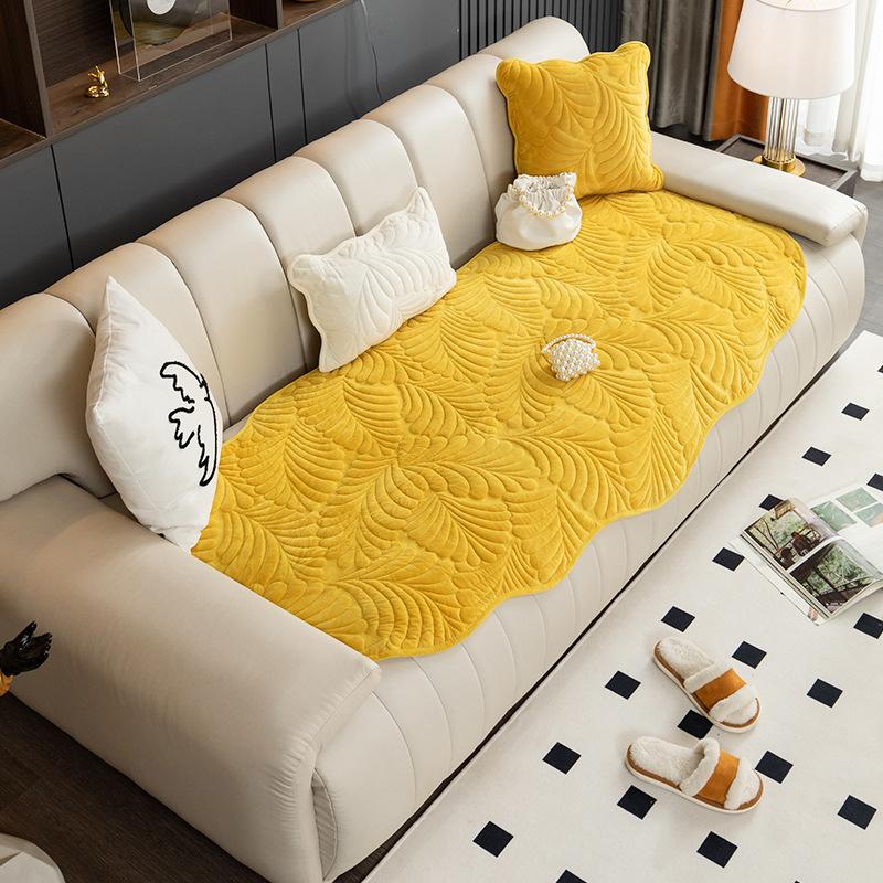 Short Plush Special-Shaped Sofa Cushion Four Seasons Universal Irregular Straight Row Tofu Block Cushion Anti-Slip Cover Cloth Cover