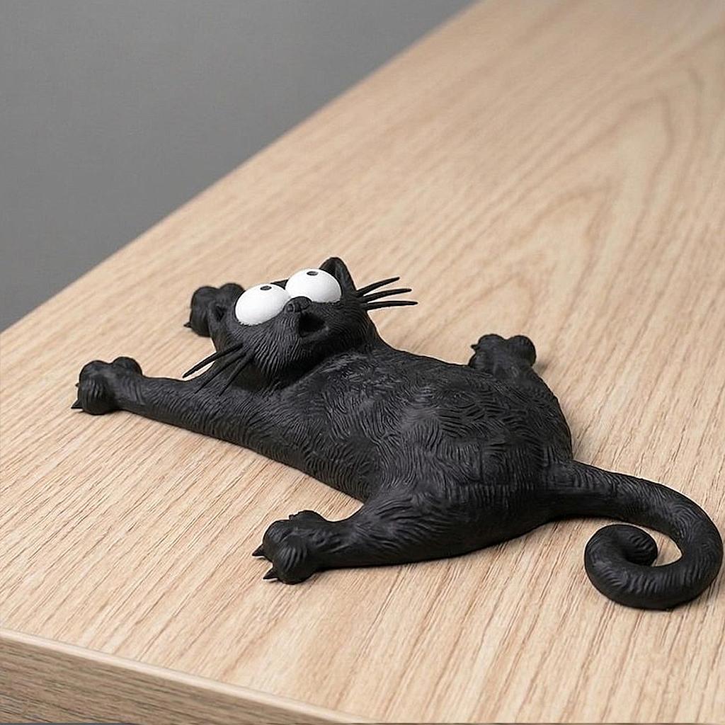 Kreativní a roztomilý magnetický černý kočka na ledničku 3D tištěný magnet "Vydrž ledničková kočka" lednička pro kuchyňskou ozdobu