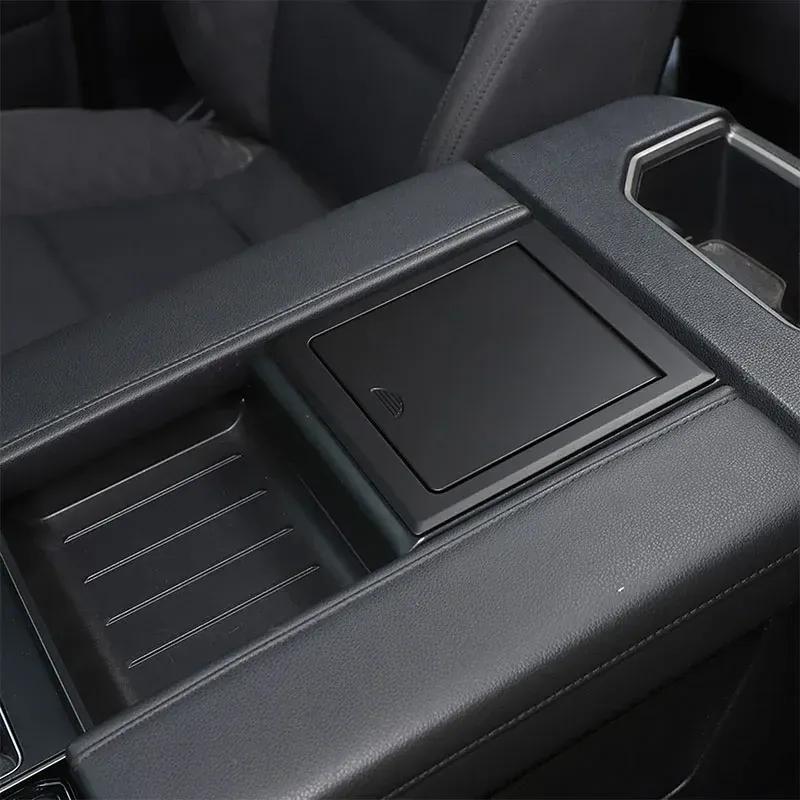 For Toyota Tundra -24 ABS Matte Black Car Armrest Box Storage Box Opening and Closing Cover Sticker Car Interior Accessories