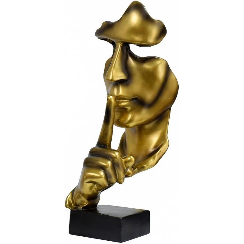 

1PC gold-plated gold sculpture, silence is gold abstract art figurine, resin statue ornament