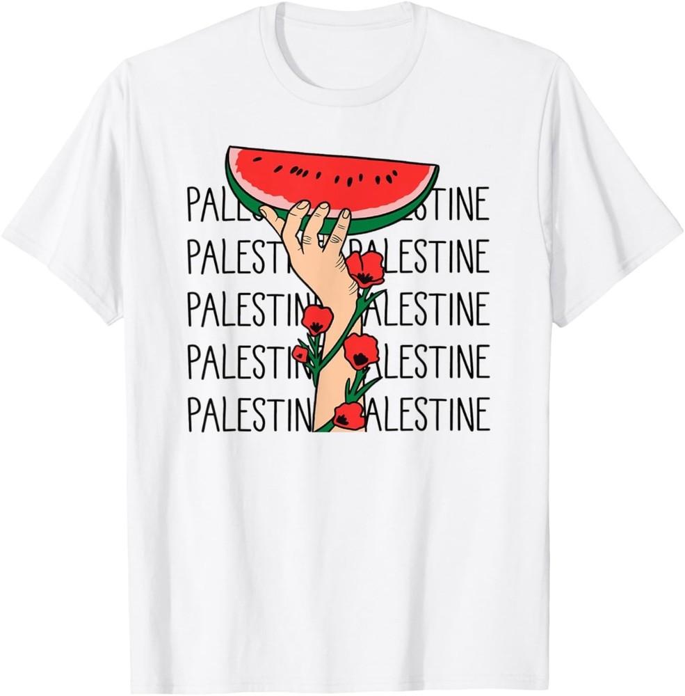 Free Palestine Fruits Watermelon Hand Florals Unisex T-Shirt XXXL