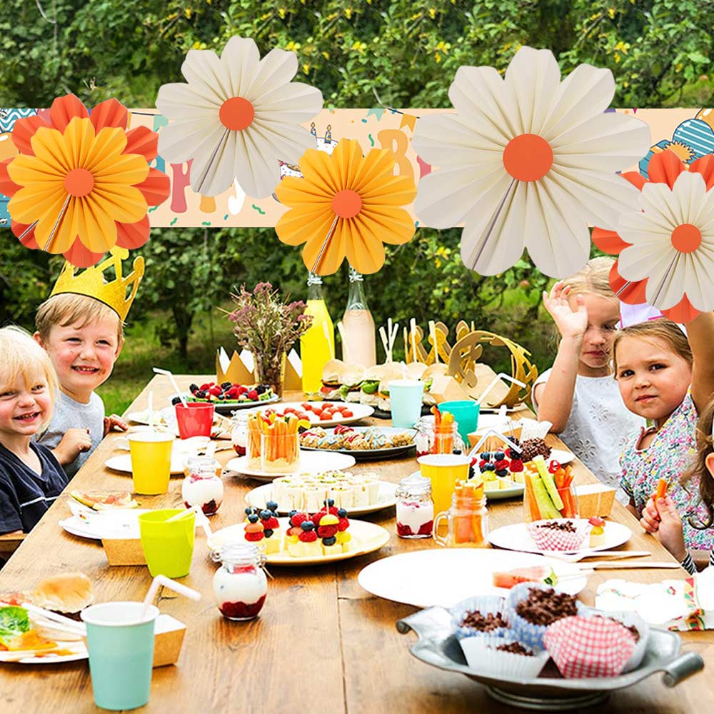 9pcs DIY Crafts Folding Fan Hanging Ornaments Garlands Daisy Hanging Banners  Kindergarten Classroom