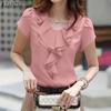 ZANZEA Womens Summer Ruffles V-Neck Casual Short Sleeve Blouse