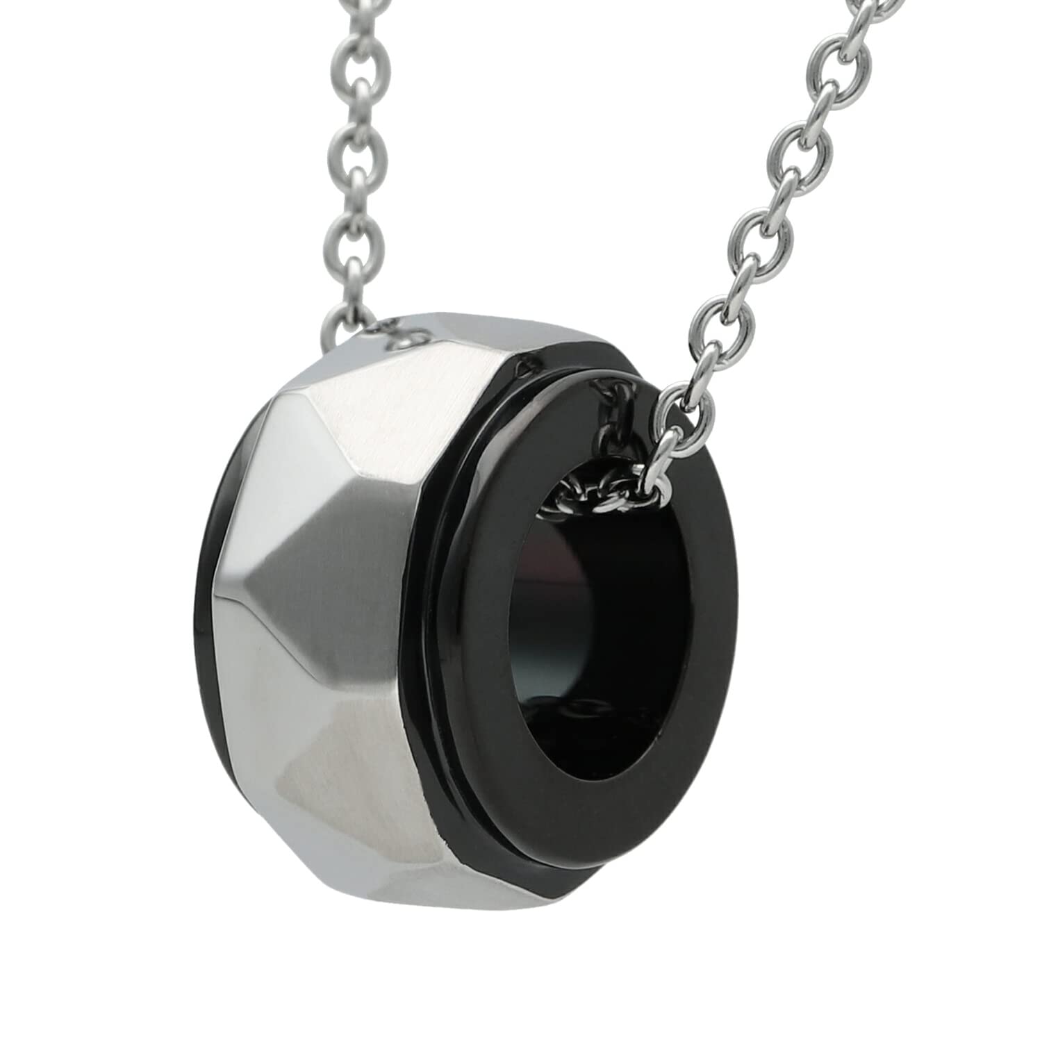 

[Shinjuku Gin no Kura] Hammered Black Ring, Surgical Stainless Steel Necklace, Men s Pendant, Hypoallergenic