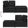 Modular Sofa with Ottoman Cushions Fabric Black