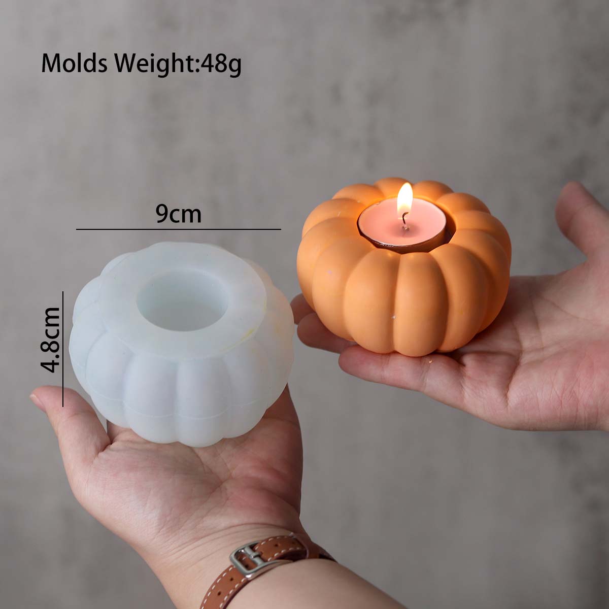 

3D Pumpkin Candle Holder Silicone Mold DIY Halloween Ornament Craft Making Plaster Resin Candlestick Casting Molds Home Decor гарбуз