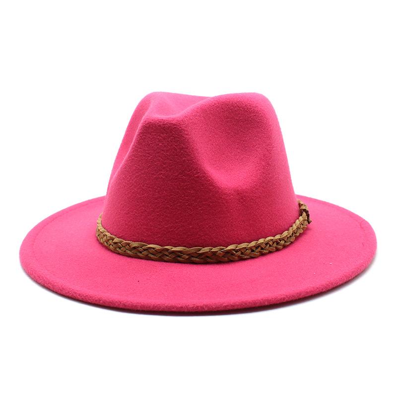 Woolen Jazz Hat Retro Classic Flat Hat Big Eaves Hat Top Hat Felt Hat