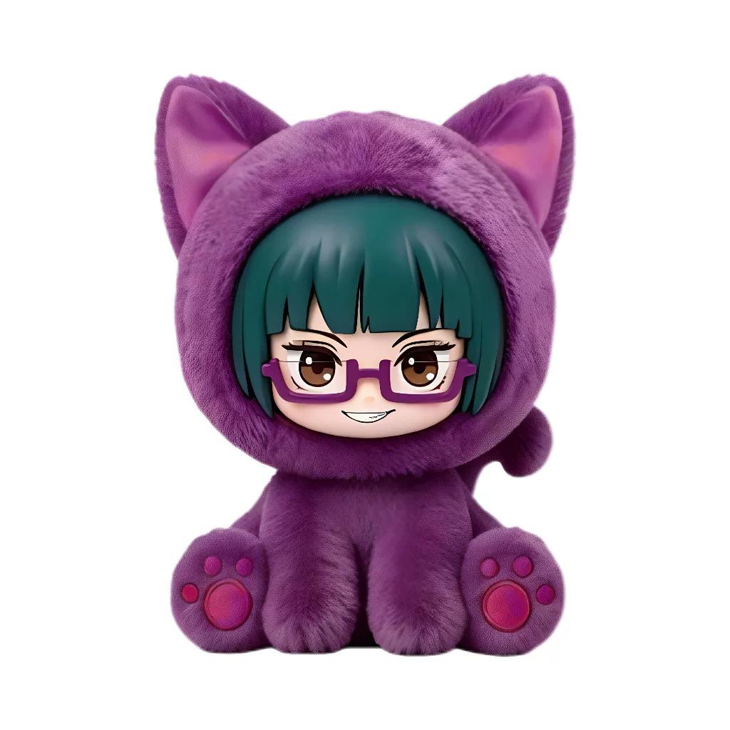 EAKI Jujutsu Kaisen Season 2 Sitting Cat Party Plush Pendant Blind Box Trendy Collectible Toy Birthday Gift For Anime Lovers