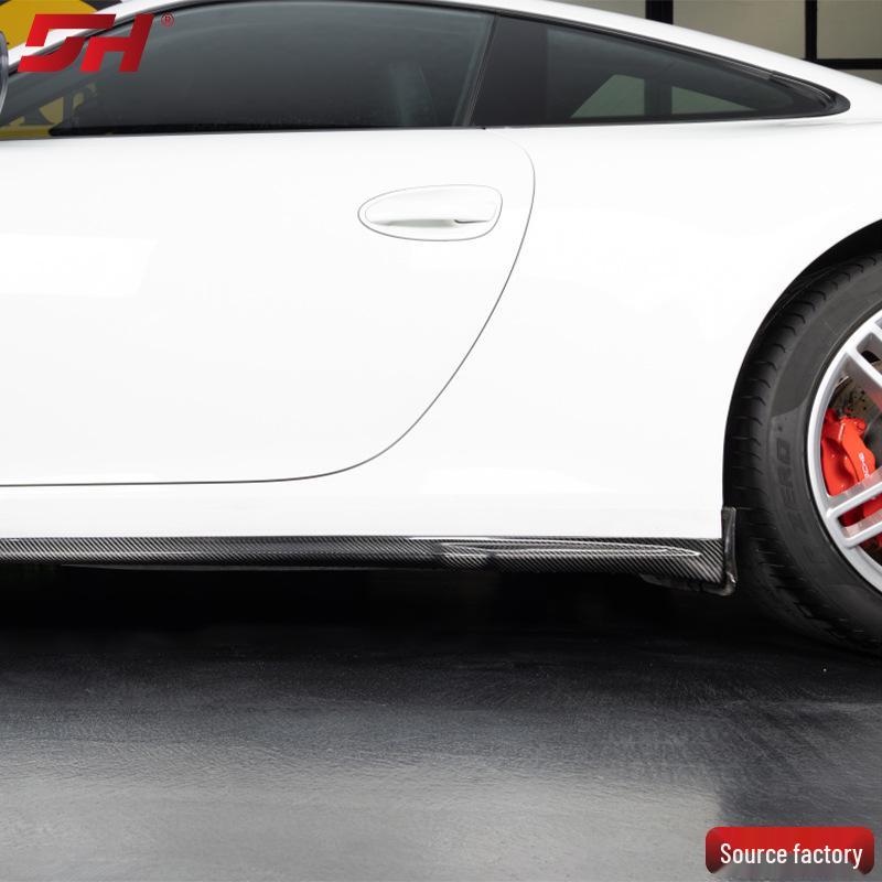 Compatible Dry Carbon Side Skirts for Porsche 911 (2012-2019) Modified to 992 Turbo, Easy Installation