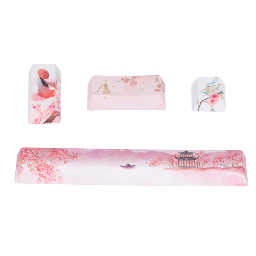 Keycap 4 Keys Peachblossom Beauty Pattern Space ESC Enter Numpad Enter DIY Keycaps Kit