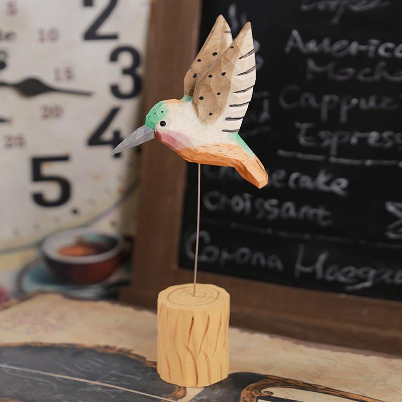 Wooden Handcrafted European Style Hummingbird Desk Decor With Painted Finish For Gifts And Home Decor