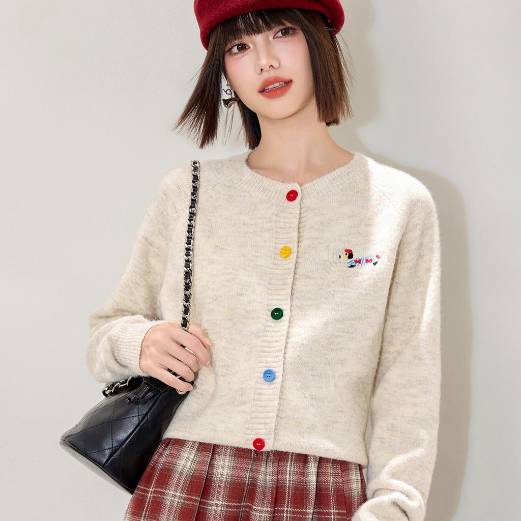 DIMANAF Autumn Cardigan Embroidery Women Buttons Sweaters Knitting Fashion Casual Style Loose Sweater