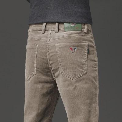 Pantalon décontracté en velours côtelé pour homme - Coupe droite, légèrement élastique, épaissi pour plus de chaleur, adapté à l'automne et à l'hiver.