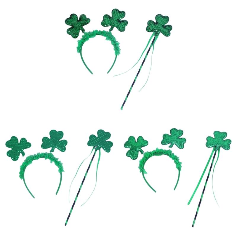Irish Leprechaun Headband Party Costume Glitter Shamrock Party Karaoke Photo Props Party Blingbling Hair Hoop Nightclub