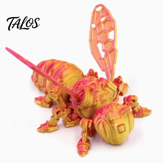 Mechanical Insect Figurine 3D Printed Cyberpunk Bee Figurine, Movable Joints Hornet Ornament, Articulated Wasp Fidget Toy, Stress Relief Desk Gift for