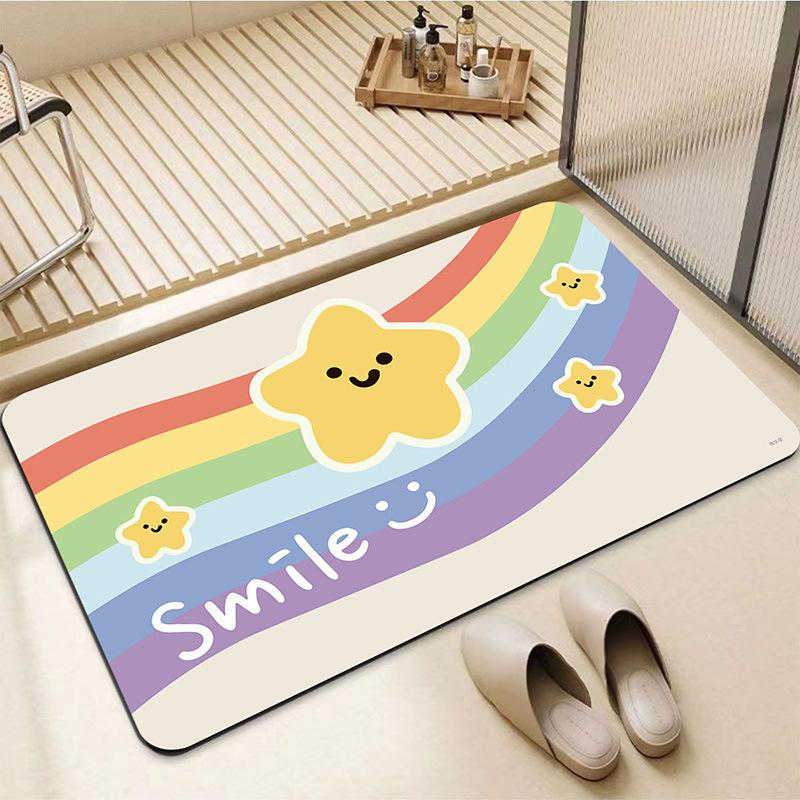 Small Fresh Cream Wind Diatom Mud Floor Mat Bathroom Dirt-Resistant And Easy To Take Care Of Floor Mat Bathroom Non-Slip Quick-Drying Floor Mat