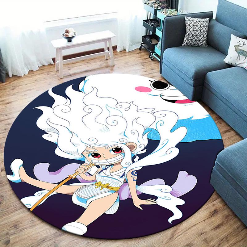 One Piece Gear Round Area Rug Carpet Rug For Living Room Bedroom Sofa Playroom Decor Nonslip Floor Mat