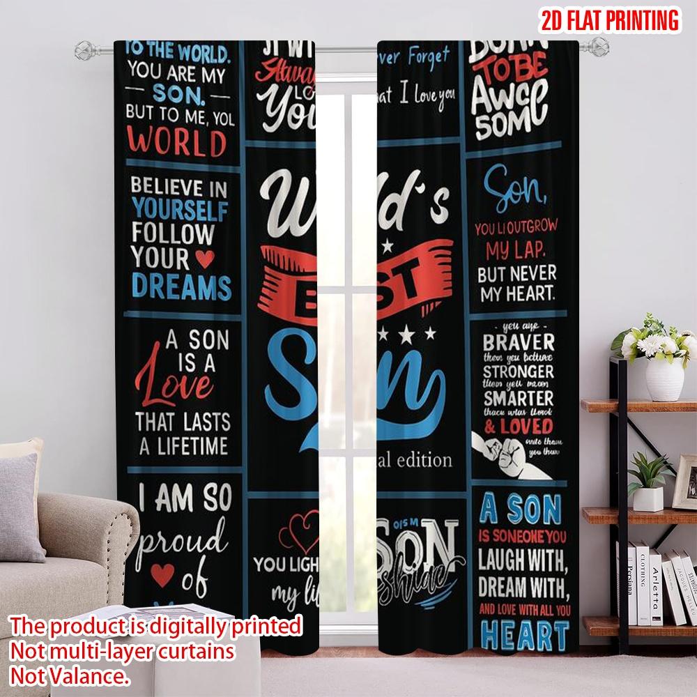 

2pcs,2D plane printing Contemporary Curtains Worlds Best Son Polyester (without rod) Art Deco Festive Perfect for Bedroom, 52.50 × 116.00 cm 2 pcs