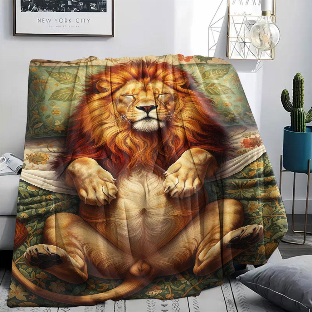 1Pc Sleepinganimals Print Flannel Blanket, High quality Comfortable for All Seasons, Home Decor, Warmth and Comfort, Perfect for Christmas Gifts