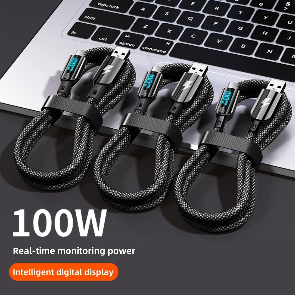 5A 100W Digital Display USB Cable 66W Type C Fast Charging Charger USB-C Cable for Xiaomi Huawei Poco Samsung Oneplus for Apple