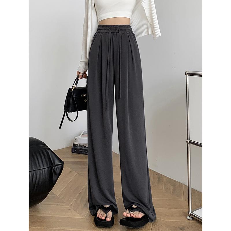 

Серые брюки палаццо из ледяного шелка с высокой посадкой для миниатюрных женщин - Коллекция Лето 2023 M (106-115 lbs)