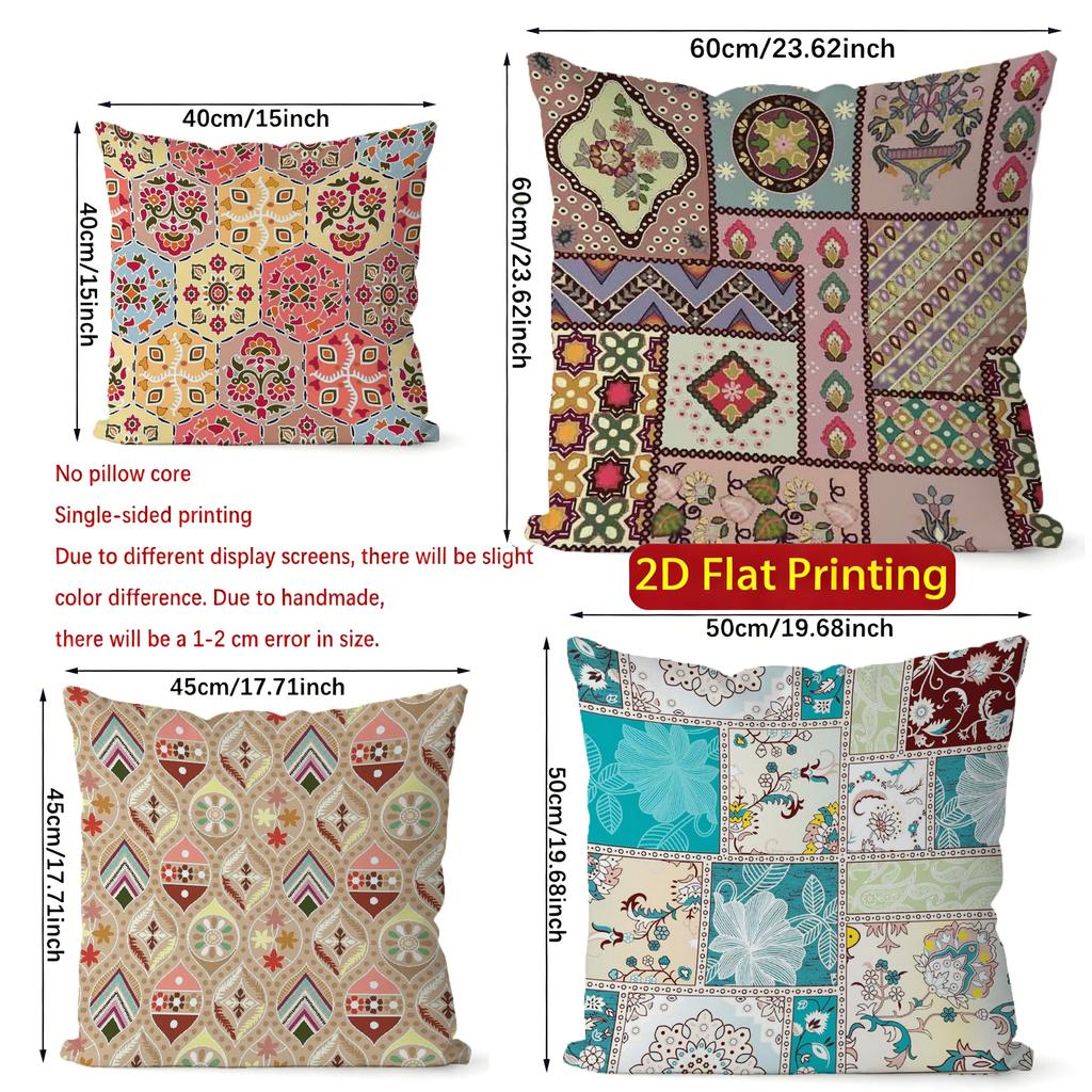 Bohemian Style Vintage Patchwork Pillow Covers Pattern Cushion Cover Suitable For Sofa Bedroom Car Pillow Cover