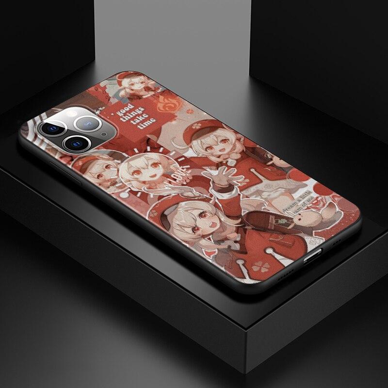 Genshin wpływ na Apple iPhone 13 12 11 SE XS XR X 7 8 6 5 S mini Plus Pro MAX 2020 miękki czarny futerał na telefon