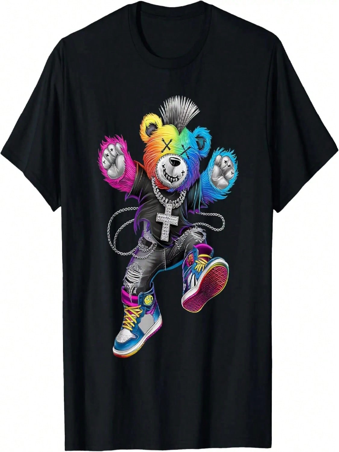 Hip-Hop Teddy-Bear Colorful TeddyBear Graphic Teddy-Bear T-Shirt S