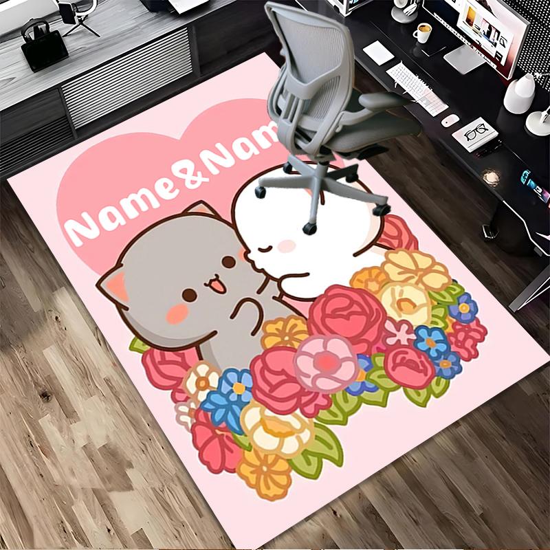 Custom Name Angel Cats Living Room Non-Slip Area Rug Soft Carpet for Bedroom Kids Playroom Sofa Office Home Decor Doormat