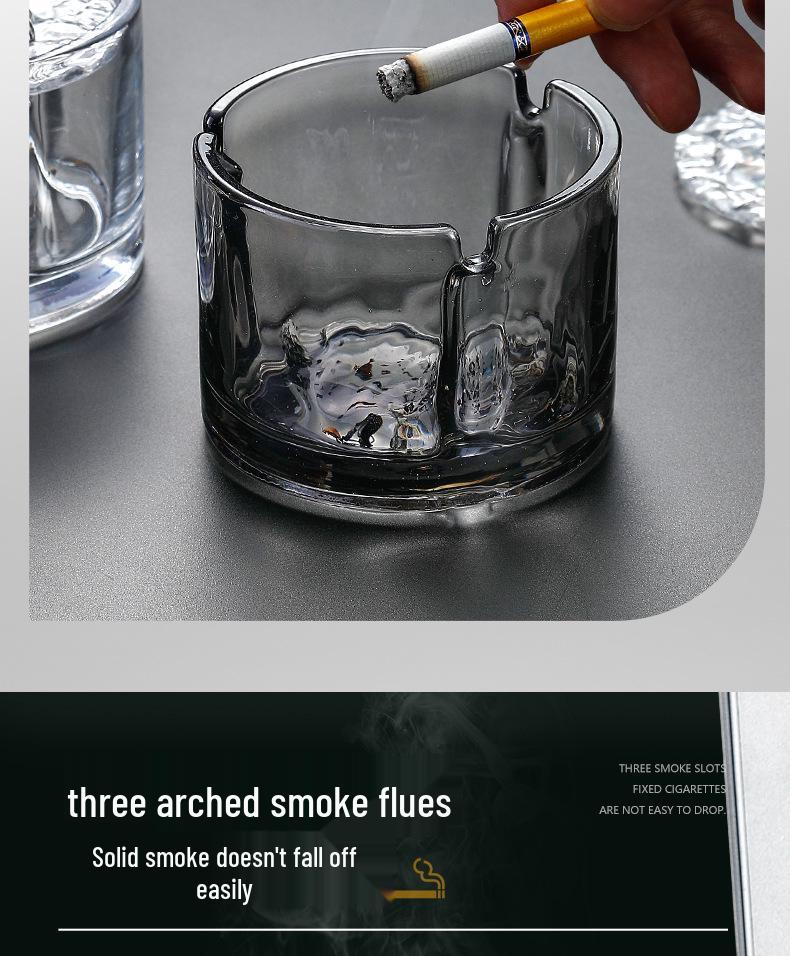 Large Glass Ashtray with Lid for Home, Office, Bar, or Restaurant