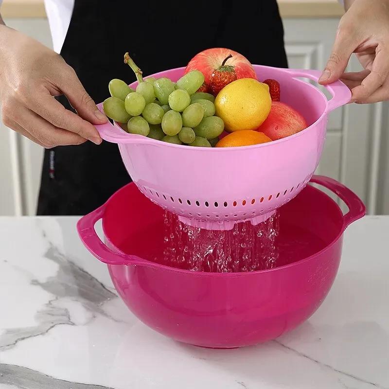 10 Pcs/set Rainbow Mixing Bowls Nesting Bowls Stackable Measuring Cups Sieve Strainer Multifunctional Colander Salad Baking Tool