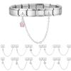Fashion Leaves Flowers Heart Crystal Chain Tassel Charm Link Fit 9mm Stainless Steel Bracelet DIY Making Valentine's Day Gifts