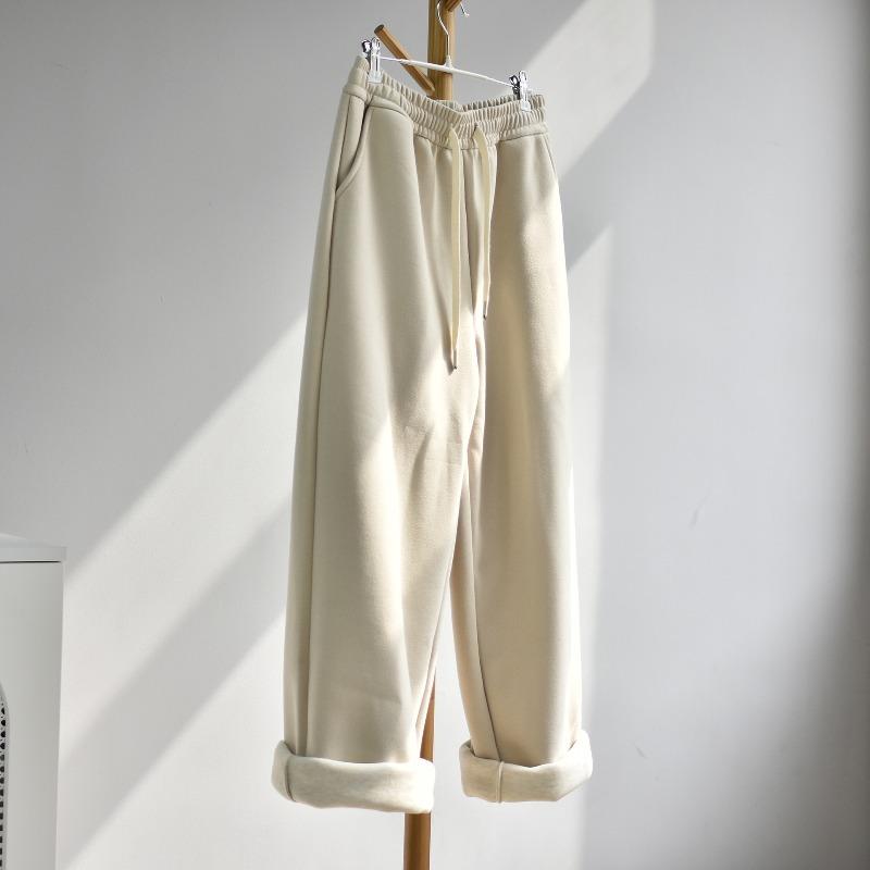 

[Gram wool pants] Women s new vertical mulberry silk soft waxy winter wool wide-leg casual trousers children M ( 40-50kg )