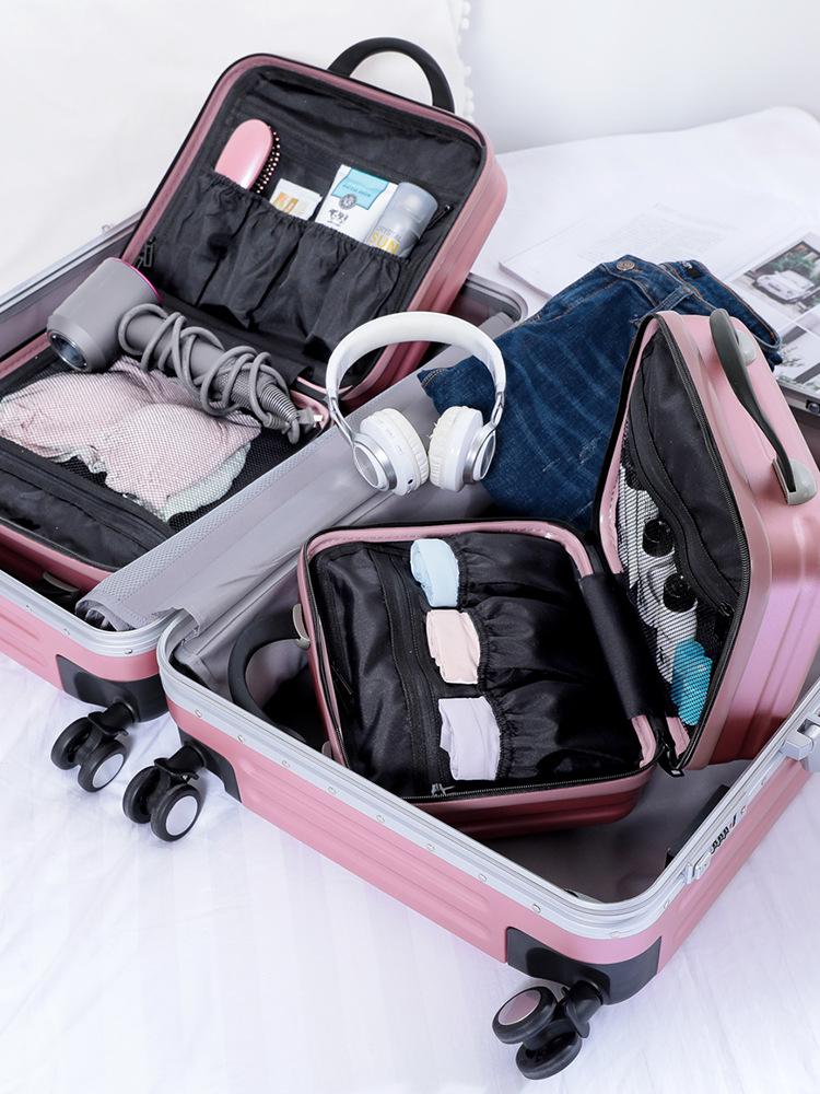 Compact Fashion Handbag: Multifunctional Makeup Case and Portable Carry-on Zipper Suitcase.