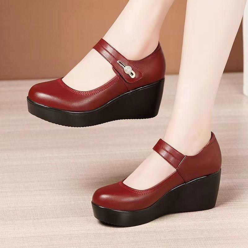 Round Toe Women's Shoes Casual Shoes Versatile Fashion High Heels Slope Heel Ladies Pumps Mujer Zapatos
