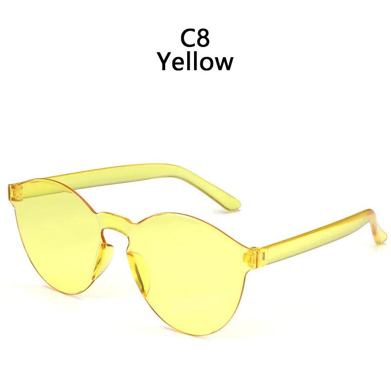 Oval Shape Sunglasses Women Rimless Frame Tint Clear Lens Colorful Sun Glasses Female Red Pink Yellow Shades Travel