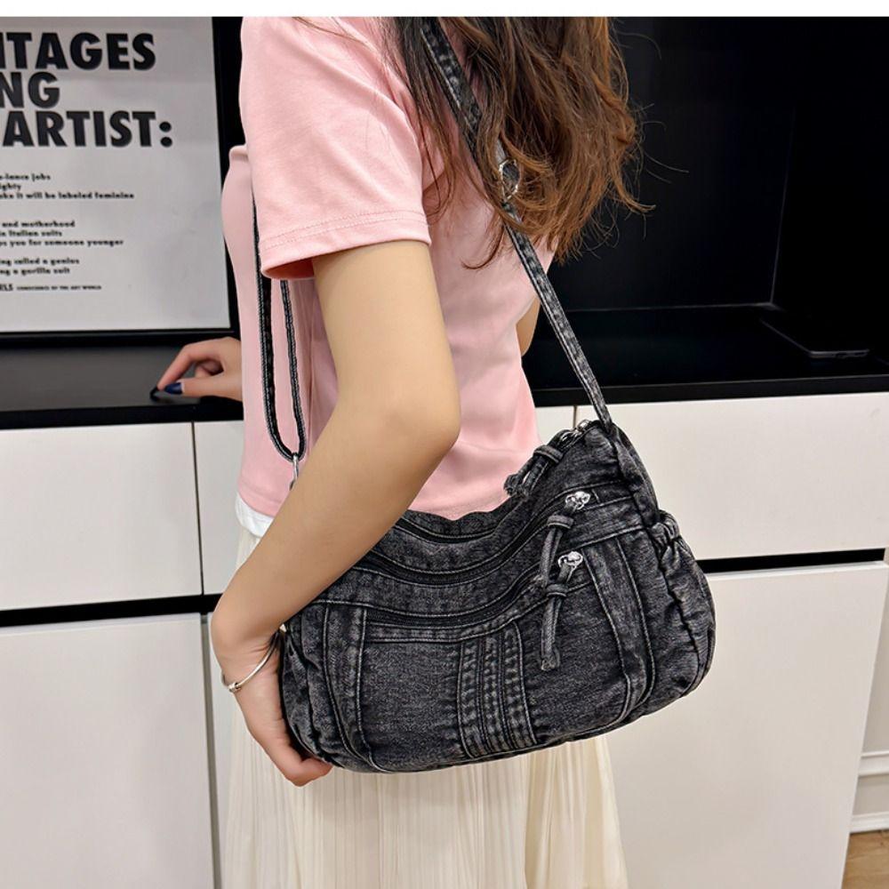 Vintage Cowboy  Crossbody Bag High Capacity Denim Shoulder Bag Women'S Armpit Bag  Girls