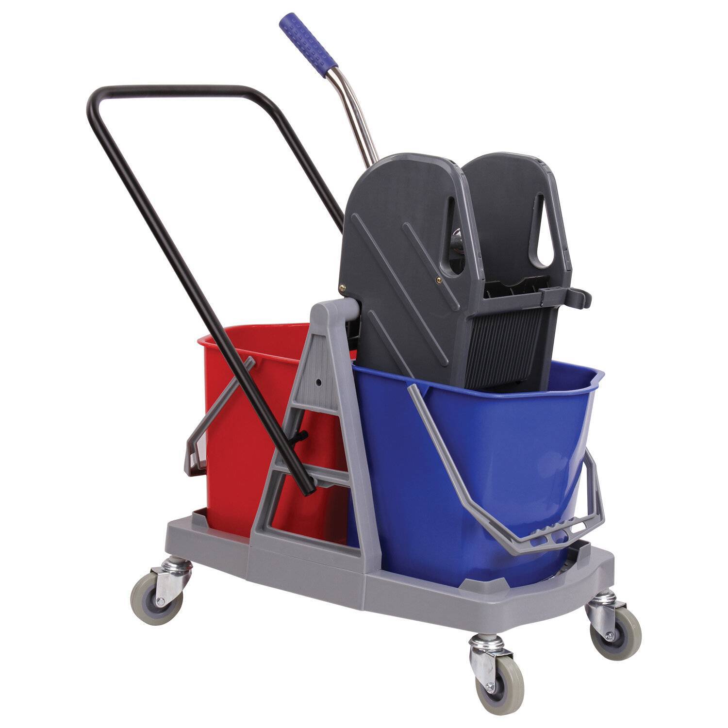 

Тележка для уборки Brabix 2 съемных ведра Механический отжим 17 л Пластиковая рама