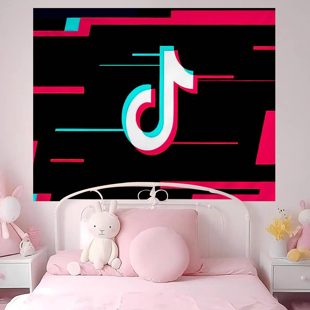 TTikTok Logo Cartoon Tapestry Home Decoration Hippie Bohemian Decoration Divination Home Decor