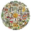 10/30/50pcs Cool Money Dollar Cartoon Graffiti Stickers Funny Decorative Scrapbook Suitcase Phone Waterproof DIY Sticker Packs