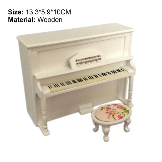 1 Set Miniature Scale 1:12 Smooth Wear-resistance Dollhouse Wooden Piano for Decor
